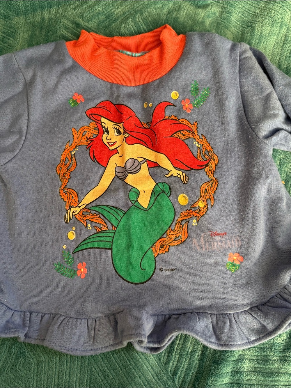1990s Disney The Little Mermaid Ariel Graphic Sweatshirt - Purple & Green